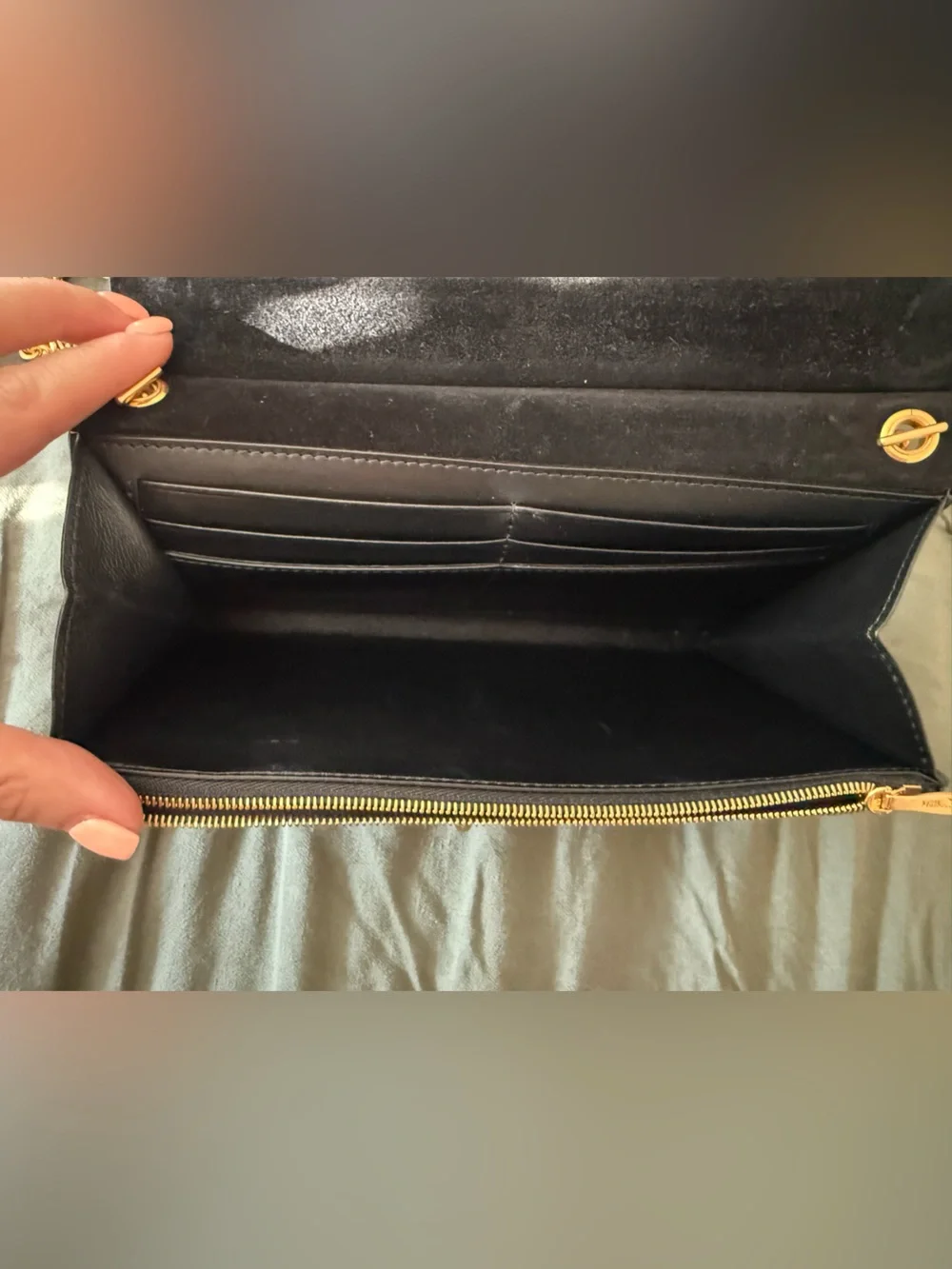 Mulberry Amberley Small Clutch Shoulder Bag on Chain Black Gold